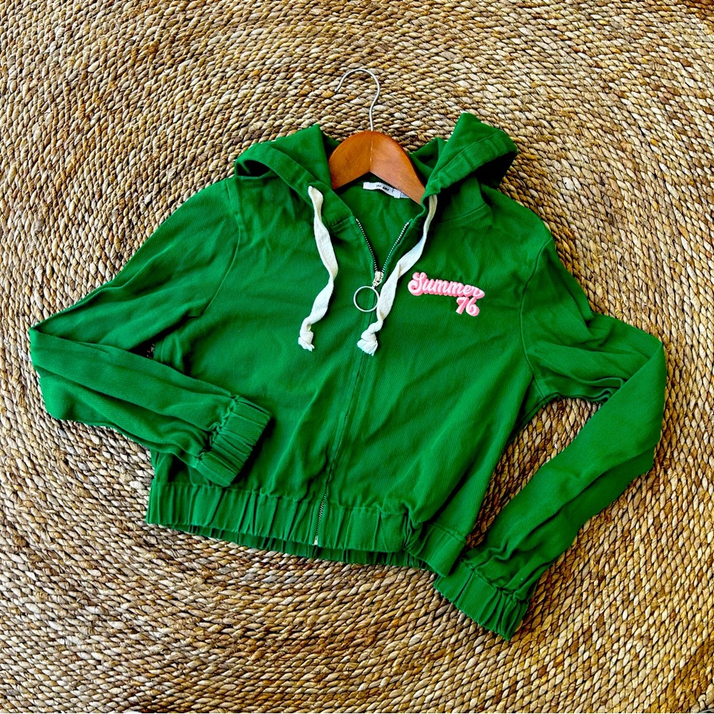 Vintage kelly green cropped skater jacket